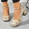 Newness Vienna Bloom Floral Block Heel Pumps in a beautiful spring floral print These elegant pumps feature a comfortable block heel perfect for both formal events and everyday wear