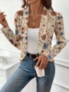 Womens Spring Breeze Floral Print Open Front Blazer in vibrant floral pattern lightweight and loose fitting perfect for spring and summer
