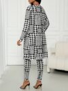 The Newness Chic Houndstooth Pant Set a stylish and modern two piece outfit perfect for spring Features a houndstooth print on both the pants and coordinating top