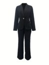 Navy blue womens business blazer Corporate Chic style versatile for office formal events or casual wear