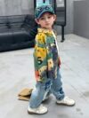 Stylish boys two piece outfit ripped denim jeans and a casual shirt perfect for outdoor play Newness