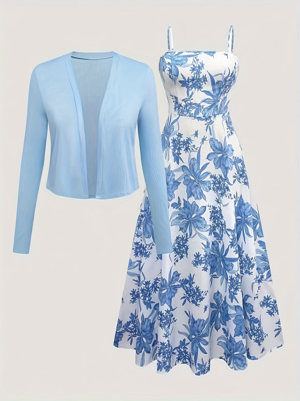Effortlessly elegant Newness Summer Solstice Floral Print Dress Set A sophisticated two piece set featuring a floral print dress and matching accessories perfect for any occasion