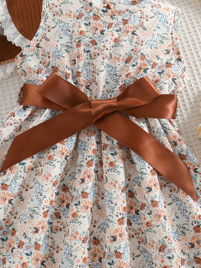 Newness Enchanted Meadow Floral Princess Dress Set: A charming floral dress perfect for spring and autumn.