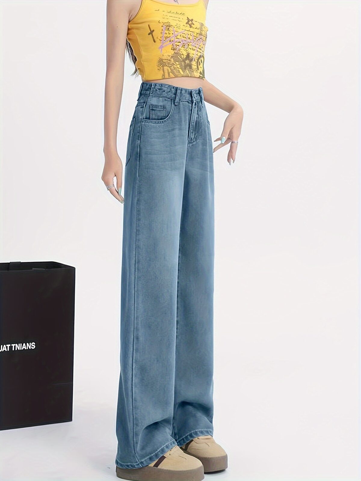 Newness Dubai High Waist Straight Jeans Flattering and versatile these jeans offer a comfortable fit for any occasion