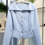 Skyline Chic Elegant Light Blue Blazer for Women Flattering fit timeless appeal Perfect for any occasion
