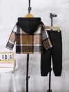 Smart Style Boys Plaid Suit Set in stylish grey and navy plaid perfect for spring or autumn occasions