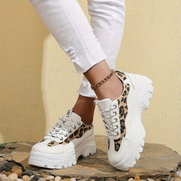 Newness Milan Street Style Leopard Platform Sneakers Elevate your style with these chic comfortable and on trend leopard print platform sneakers