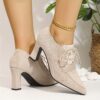 Newness Chic Flannel Mary Jane Pumps Elevate your style with these modern and chic pumps perfect for any occasion