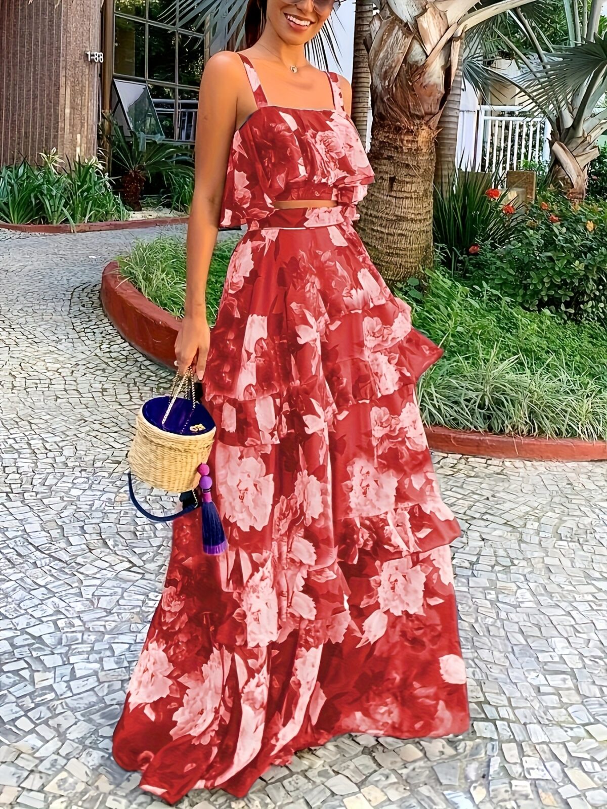 Effortlessly chic Casablanca Bloom Floral Print Skirt Set perfect for vacations and summer days Features a vibrant floral print