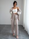 Effortless Chic Relaxed Casual Set in premium polyester Model wearing a comfortable and stylish two piece outfit perfect for everyday wear