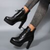 Newness Noir Chunky Heel Ankle Boots Elevate your style with these comfortable and versatile black ankle boots perfect for any occasion