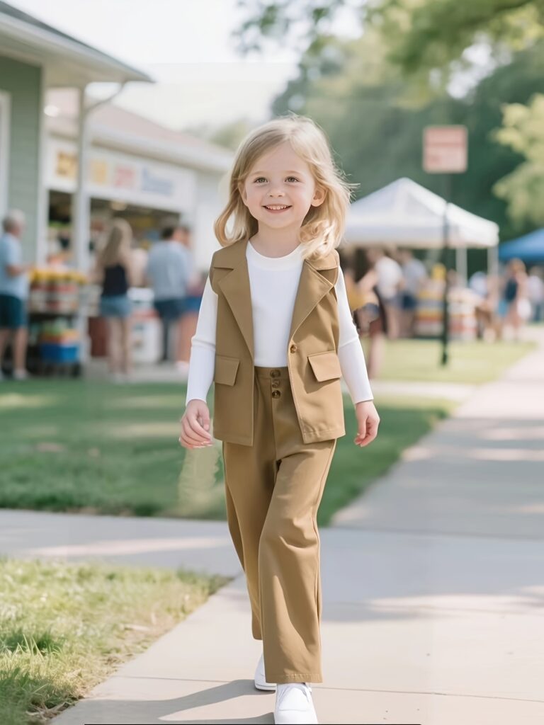 Adorable girls' casual outfit, perfect for spring and autumn. Featuring stylish and comfortable clothing.