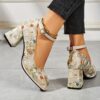 Newness Vienna Bloom Floral Block Heel Pumps in a beautiful spring floral print These elegant pumps feature a comfortable block heel perfect for both formal events and everyday wear