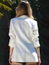 Summer Breeze Womens Satin Blazer in versatile style perfect for casual office or everyday wear Model showcasing the blazers smooth comfortable fit and sophisticated look