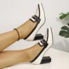 Newness Metropolitan Flair Two Tone Block Heels Chic two tone block heels perfect for elevating any outfit Experience comfort and style