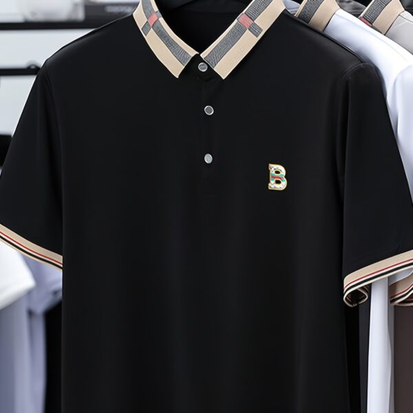 Newness Summer Breeze Men's Casual Polo Shirt in stylish alphabet pattern, perfect for summer. Short sleeve, breathable and fashionable.
