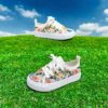 Adorable girls floral canvas shoes with breathable fabric and soft sole perfect for spring Available in sizes 1 12