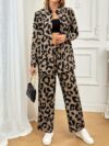 Stylish and sophisticated womens Safari Chic Leopard Print Pants Set from Newness The two piece set includes a matching top and pants both featuring a chic leopard print
