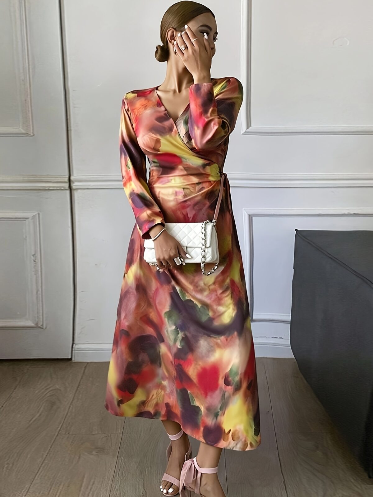 Casablanca Abstract Print Maxi Dress in flattering maxi length showcasing a unique abstract print