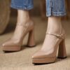 Newness Sculptural Beige Chunky Heels Elevate your style with these versatile and chic beige chunky heels perfect for any occasion