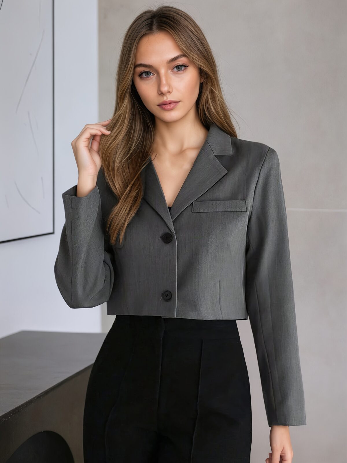 City Chic Short Grey Blazer a versatile and flattering grey blazer perfect for work or weekend wear