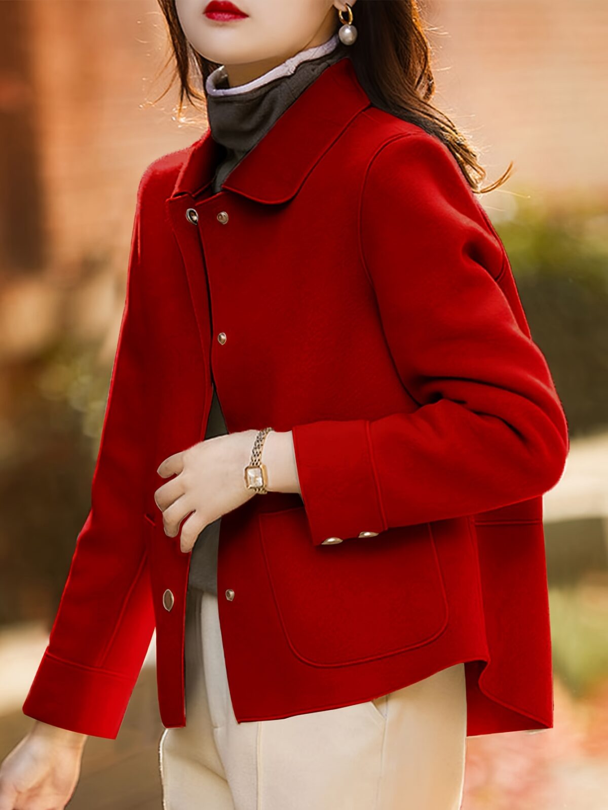 Flattering Timeless Chic Womens Polyester Trench Coat in versatile beige featuring a loose comfortable fit long sleeves and a single breasted button closure Perfect for all seasons