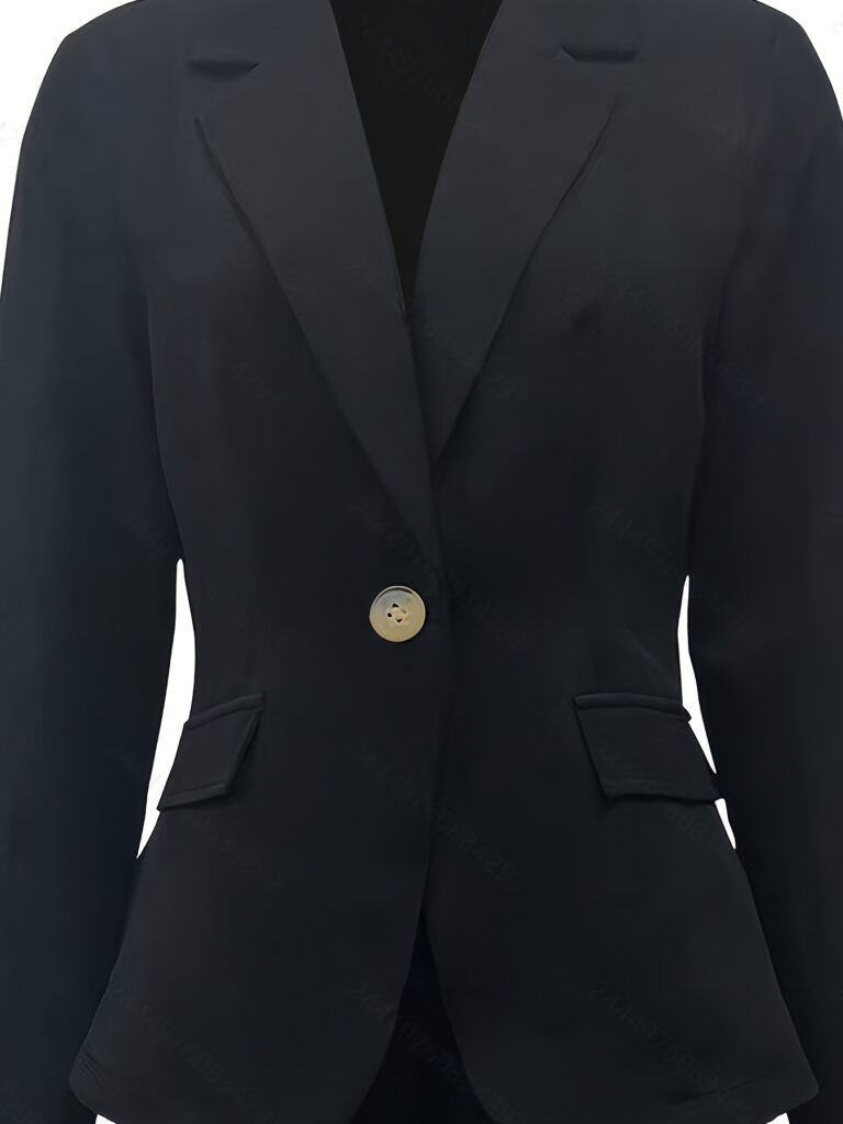 Women's Navy Blue Blazer - Executive Chic Style. Versatile, elegant, and perfect for all seasons. Crafted from premium polyester.