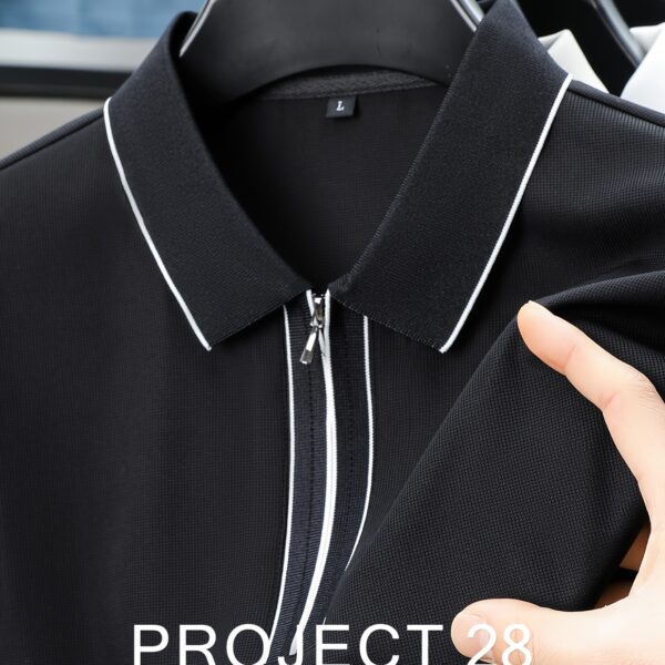 Summer Breeze Men's Zipper Polo Shirt: Breathable, stylish, and perfect for golf, sports, or casual summer wear.
