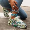Newness Playful Heart  Money Print Casual Sneakers Comfortable and stylish sneakers featuring a playful heart and money print design