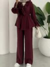The Newness Milan Two Piece Pant Set in luxurious polyester A sophisticated and stylish two piece outfit perfect for any occasion