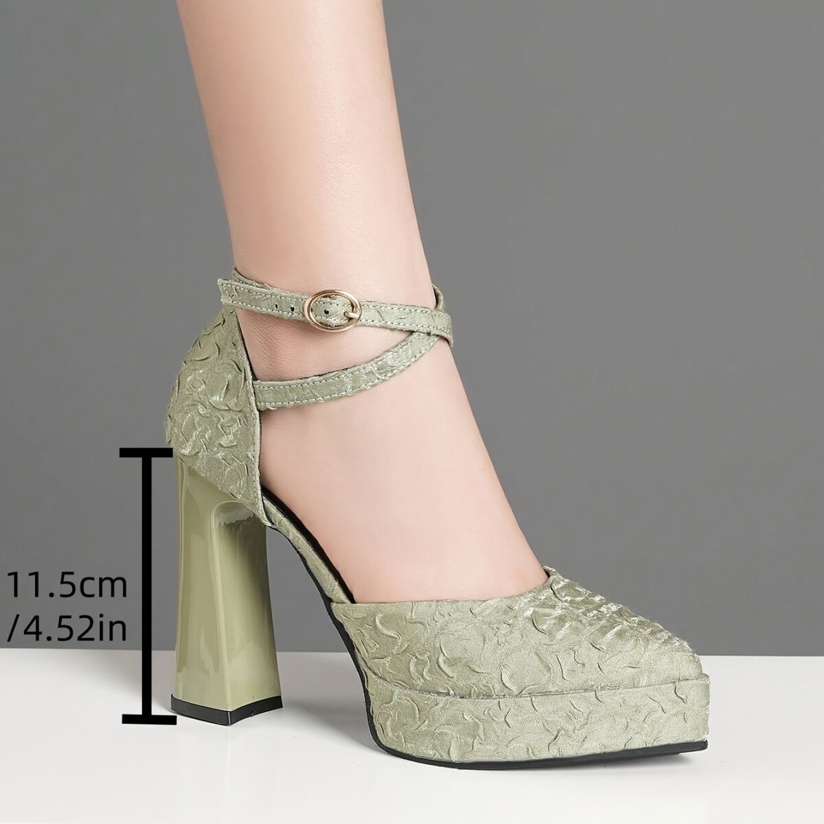 Sage Blossom Green Platform Heels by Newness Chic and comfortable green platform heels perfect for any occasion