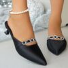 Newness Celestial Sparkle Kitten Heel Pumps Rhinestone buckle detail pointed toe and versatile style for any season