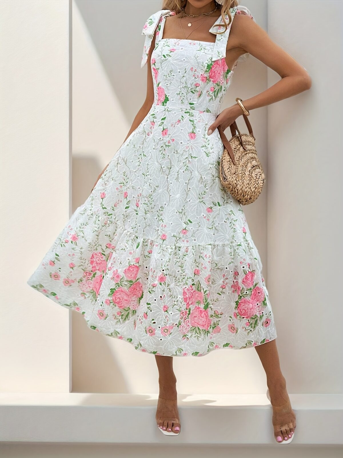Effortlessly chic womens Summer Solstice floral print maxi dress perfect for summer vacations and beyond