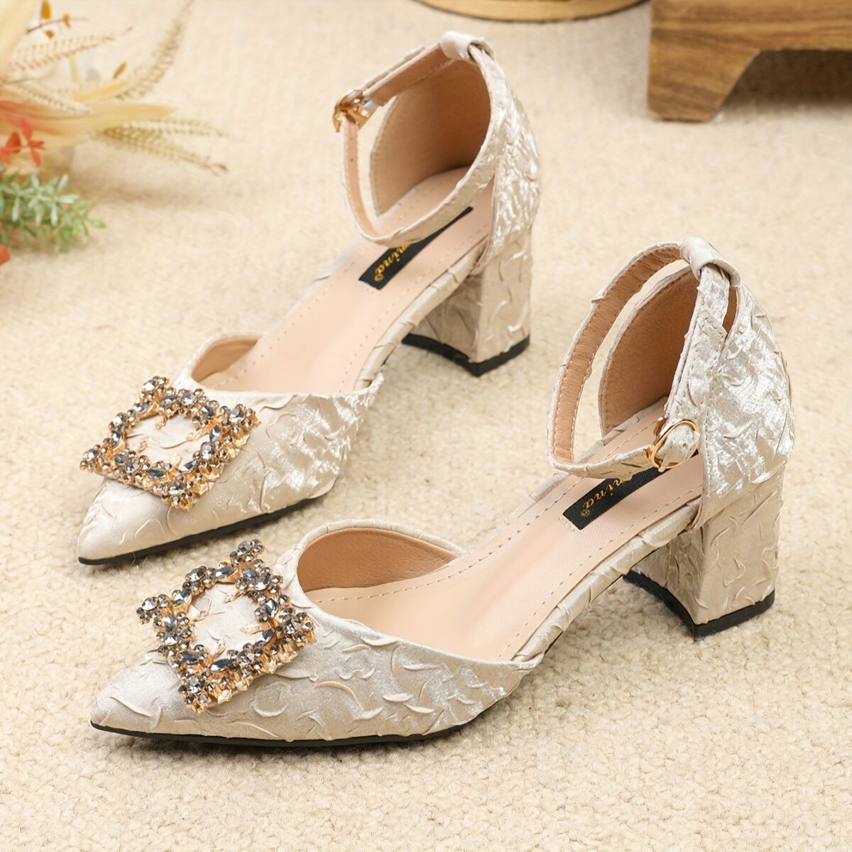 Newness Etoile Embellished Block Heels Elevate your look with these stunning embellished heels perfect for weddings and special occasions Featuring a comfortable block heel and exquisite detailing