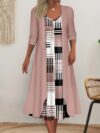 Stylish Cairo Geometric Print Dress and Cardigan Set by Newness Flattering silhouette perfect for any occasion