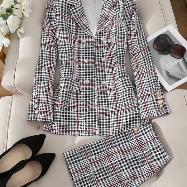 Model showcasing the Newness Kensington Plaid Skirt Set a chic and modern take on the classic plaid skirt set Featuring a stylishly tailored skirt and coordinating top