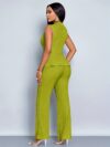 The Newness Milan Ruched Wide Leg Pants Set in a flattering pose showcasing its sophisticated design and chic style Perfect for an evening event
