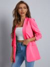 Modern Muse Womens Light Blue Casual Office Blazer a versatile light blue blazer perfect for the office or casual wear Flattering silhouette Model wearing a light blue blazer