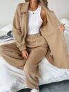 Effortless Chic Casual Pants Set in soft polyester Flattering wide leg pants and a coordinating top for unparalleled comfort and style