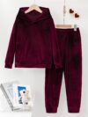Indulge in ultimate comfort with the Newness Luxe Lounge Velvet Hooded Set This luxurious loungewear set features a plush velvet fabric and a flattering hooded design perfect for relaxing at home or running errands in effortless style