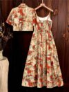 Effortlessly chic Casablanca Floral Print Dress Set by Newness perfect for spring and fall Features a beautiful floral print