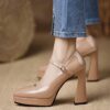 Newness Sculptural Beige Chunky Heels Elevate your style with these versatile and chic beige chunky heels perfect for any occasion