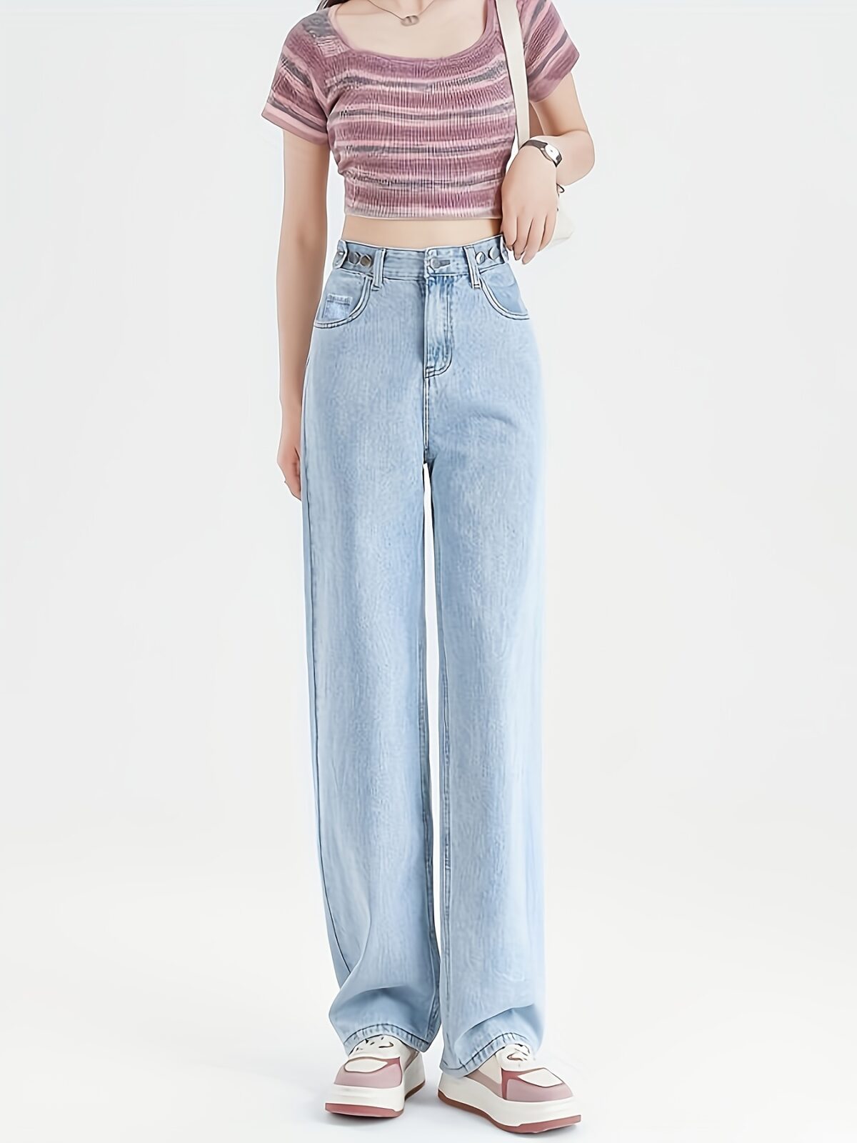 Flattering Newness Parisian High Waisted Straight Jeans in a timeless design