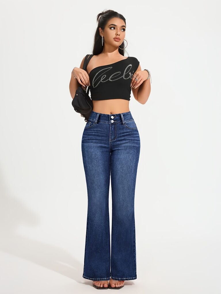 Newness Sculpt & Shine Stretch Skinny Jeans: Flattering fit, all-day comfort. Showcasing the jeans on a model.