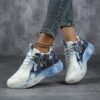 Womens CloudKnit Breathable Knit Sneakers by Newness in white showcasing the comfortable knit upper and modern design Perfect for everyday wear