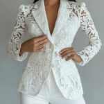 City Chic Womens Elegant Semi Transparent Blazer in spring summer or fall A stylish semi sheer design with polyester lining Dressy or casual its a versatile must have
