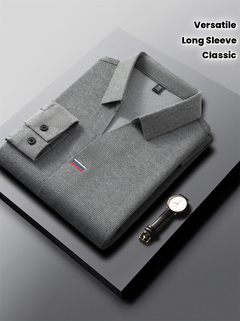 Newness Metropolitan Man Men's Long Sleeve Polo Shirt in versatile navy blue, styled for a casual yet sophisticated look. Perfect for the office or weekend outings.