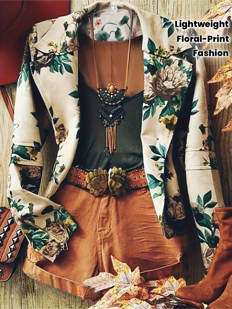 Stylish Spring Breeze Women's Floral Print Casual Jacket, lightweight and perfect for all seasons. Features a chic floral print. Newness.