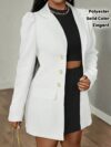 Flattering autumn chic womens pea coat in a rich solid color Double breasted style with elegant buttons regular fit and comfortable polyester elastane blend