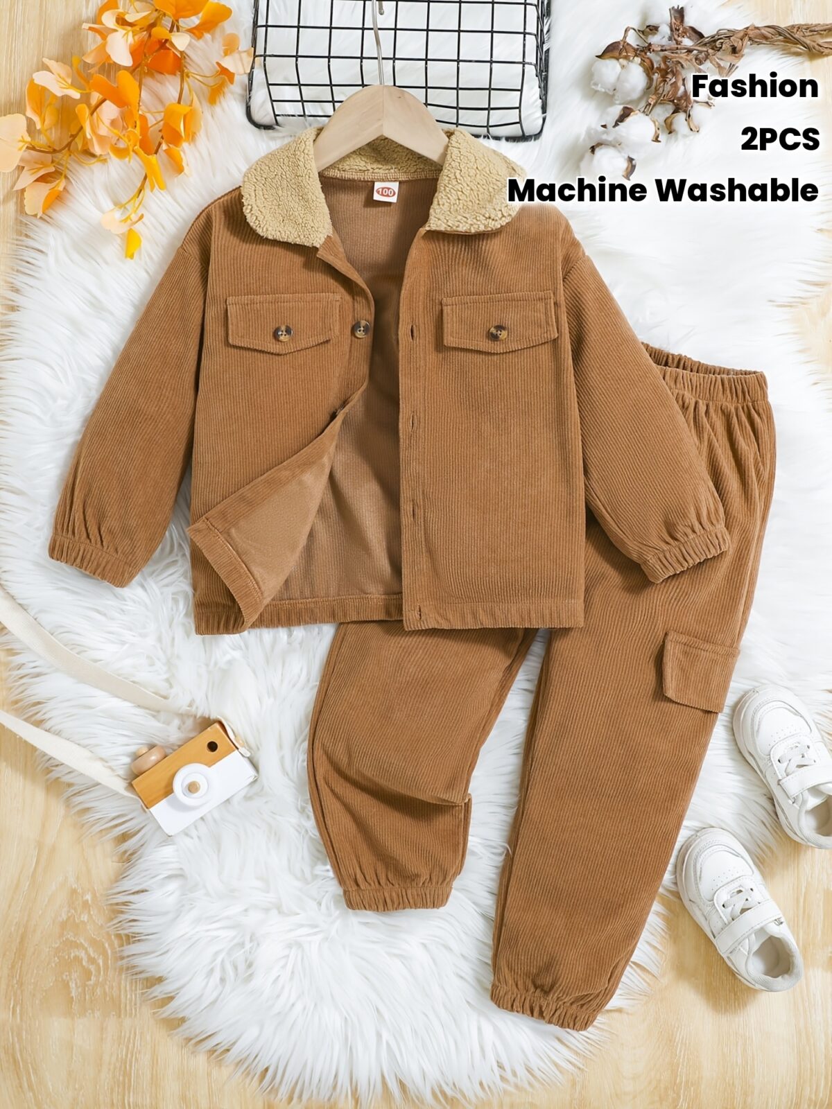 Newness Cozy Champ Boys Fleece Jacket and Pants Set A stylish and cozy fleece jacket and pants set for boys aged 12 and under perfect for autumn and winter adventures The machine washable set is shown in a trendy design offering both comfort and style